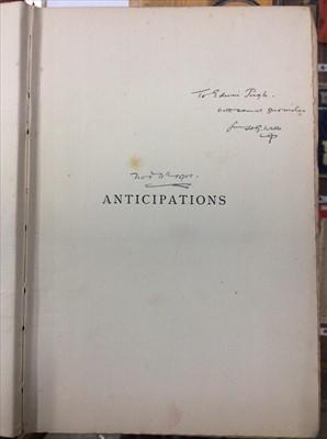 Lot 1260 - H G Wells, Anticipations 1902 first edition signed by the author