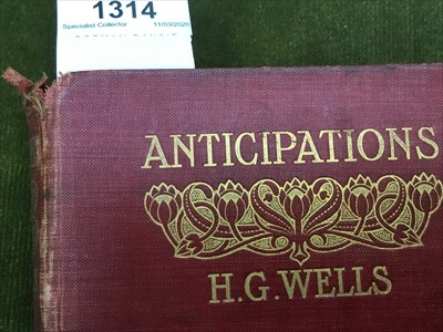 Lot 1260 - H G Wells, Anticipations 1902 first edition signed by the author