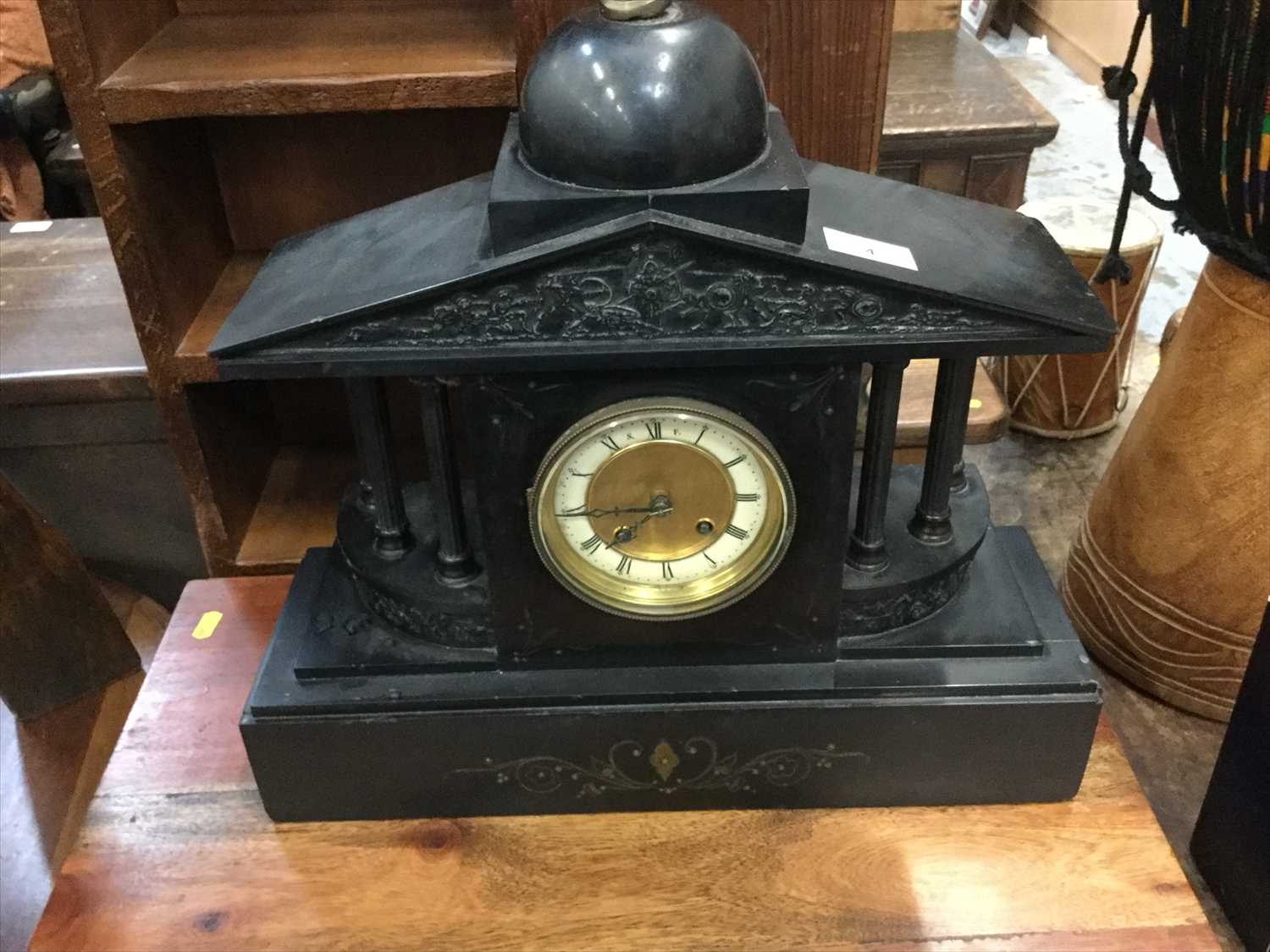 Lot 543 - Victorian slate mantel clock