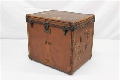 Lot 1290 - Vintage Louis Vuitton leather bound travelling trunk