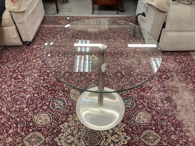 Lot 971 - Contemporary glass and stainless steel table with circular top