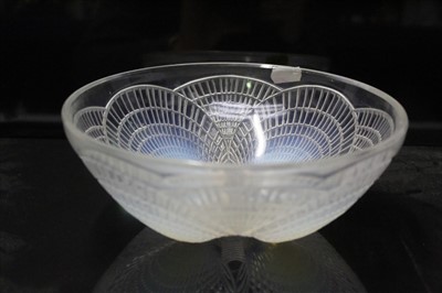 Lot 858 - Lalique 'coquilles' pattern opaline glass dish, signed and numbered 3011