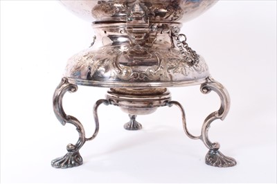 Lot 324 - Victorian silver plated kettle on stand by Martin Hall & Co