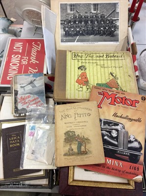 Lot 462 - Mixed ephemera including old photographs, signs, pictures, Royal photographs and sundries