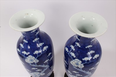 Lot 86 - Pair of late 19th / early 20th century Chinese blue and white prunus blossom vase