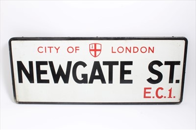 Lot 1904 - Vintage City of London enamel street sign - Newgate St. E.C.1