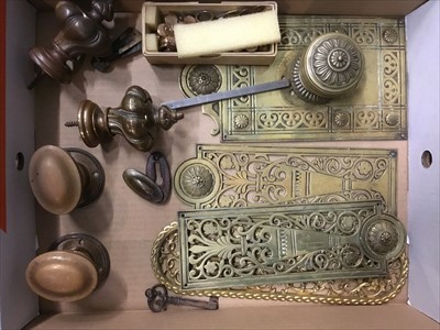 Lot 217 - Good collection of 19th brass door fittings, finger plates