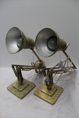 Lot 1859 - Two vintage anglepoise lamps by Herbert Terry and Sons, both with original mottled paintwork