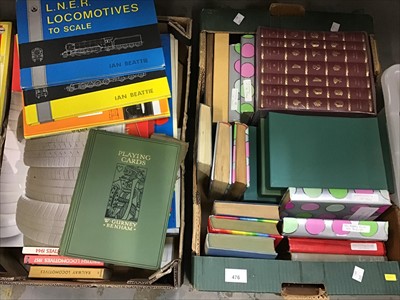 Lot 476 - Four boxes various books including Jane Austen Folio Society, railway and locomotive, novels etc