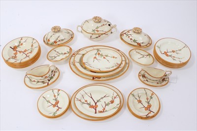 Lot 77 - 19th century Wedgwood creamware miniature part dinner service, decorated with an oriental pattern, impressed and inscribed marks (36 pieces)