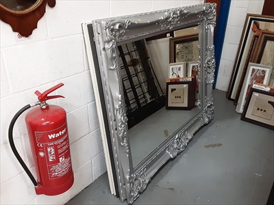 Lot 535 - Large contemporary wall mirror in silver painted frame