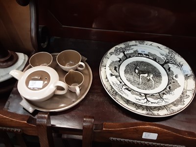 Lot 539 - Royal Doulton African series charger, pair of wedgewood plates and a Poole teaset on tray