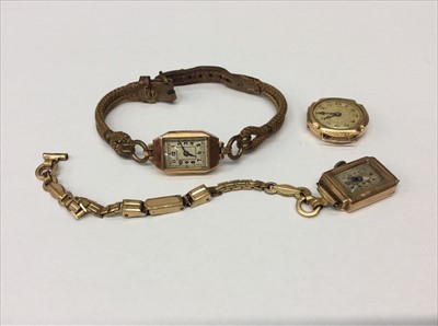 Lot 713 - Three gold cased vintage wristwatches