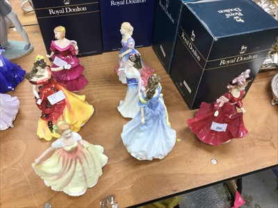 Lot 295 - Group of seven Royal Doulton ladies with boxes (7)