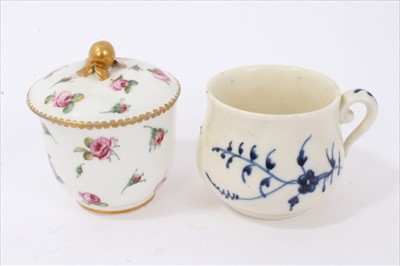 Lot 95 - Chantilly custard cup, circa 1750, painted with a foliate pattern, marks to base, and a Sèvres small sucrier and cover, with date mark for 1780, painted with floral sprays (2)