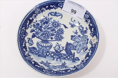 Lot 99 - Worcester blue and white Bat pattern tea bowl and saucer, circa 1785