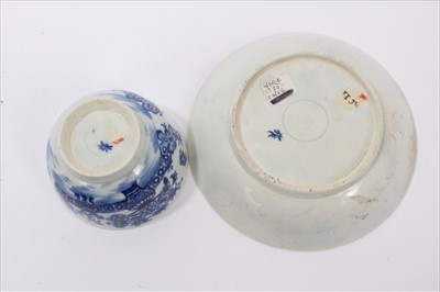 Lot 99 - Worcester blue and white Bat pattern tea bowl and saucer, circa 1785
