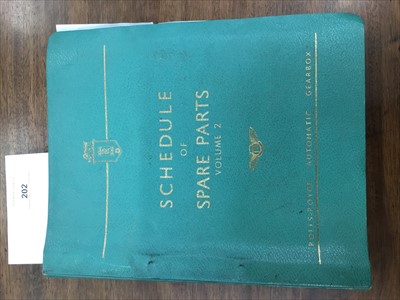 Lot 202 - Rolls - Royce and Bentley Schedule of Spare Parts Volume 2 Automatic Gearbox manual