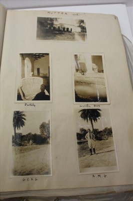 Lot 1134 - 1920s touring holiday photographs in album including India views, people, elephant rides etc.