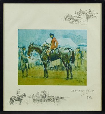 Lot 947 - Snaffles, Charles Johnson Payne (1884-1967) signed print - A Bona Fide Fox Chaser, in glazed frame, 48cm x 44cm