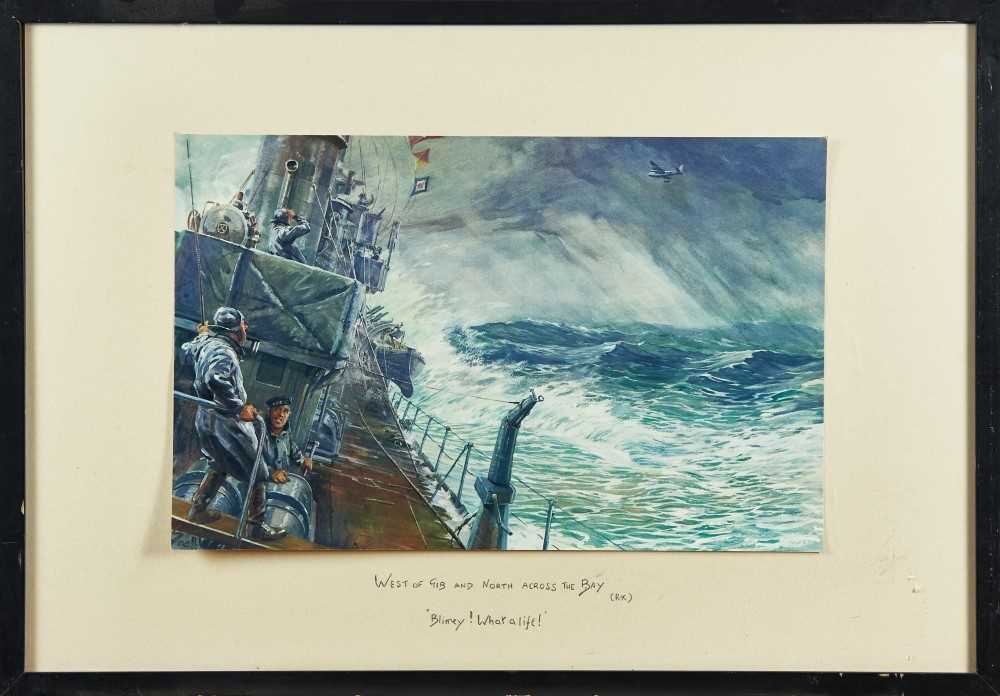 Lot 945 - Snaffles, Charles Johnson Payne (1884-1967) print - West Of Gib And North Across The Bay, "Blimey! What a life", unsigned, titled in pencil, framed, 50cm x 73cm