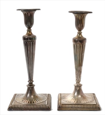 Lot 258 - Pair of George III silver candlesticks
