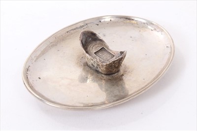 Lot 264 - Chinese silver dish mounted with Sycee ingot.