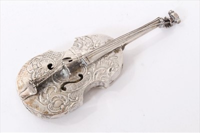 Lot 273 - Dutch silver box formed as a model of a violin