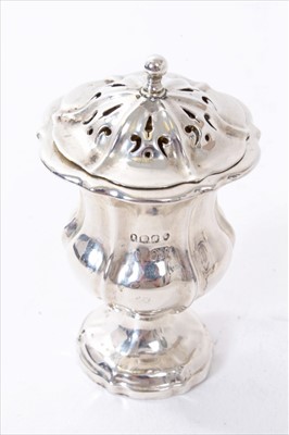 Lot 288 - William IV silver castor together with a 1930s silver drum mustard