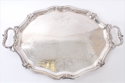 Lot 268 - Christofle silver plated twin-handled tray and Christofle oval serving dish