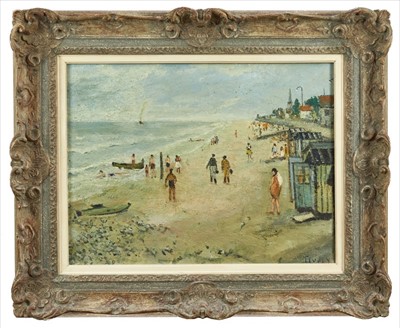 Lot 1010 - Tivoly - mid 20th century French oil on canvas Beach scene