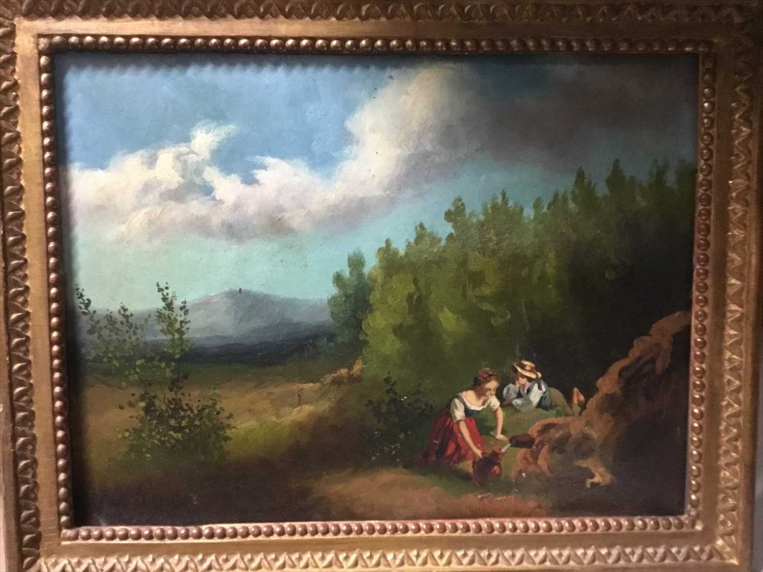 Lot 569 - 19th century oil on panel - figures at a well