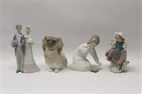 Lot 2225 - Three Lladro porcelain figures - Bride & Groom,...