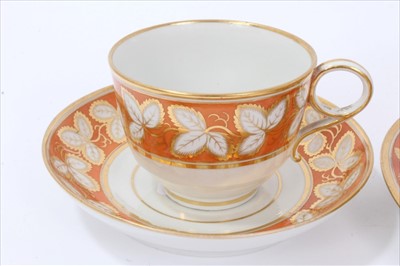 Lot 148 - Attractive pair early 19th century Barr Worcester teacups and saucers...