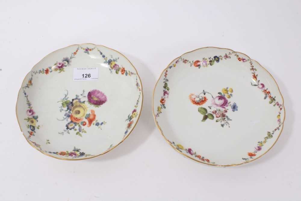 Lot 126 - A pair of Meissen round dishes, painted with flowers, circa 1775