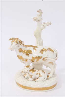 Lot 116 - A Derby model of a cow and a calf, circa 1820