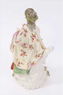 Lot 119 - Derby figure, circa 1775, emblematic of Art, shown standing on a scrollwork base