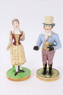Lot 118 - A Chamberlain's Worcester figure of a woman, and a Derby figure of John Liston as Paul Pry