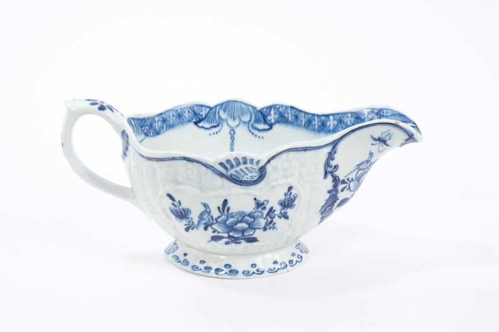 Lot 114 - A Bow blue and white sauceboat, circa 1760