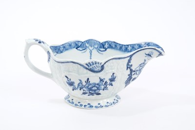 Lot 114 - A Bow blue and white sauceboat, circa 1760