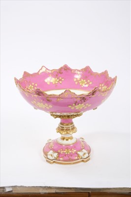 Lot 141 - A Samuel Alcock dessert stand, circa 1840, the centre polychrome painted with flowers