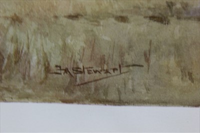 Lot 919 - Frank Algernon Stewart (1877-1945) signed print - The West Kent near Penshurst, a watercolour vignette depicting a hound lower left, 26cm x 63cm, together with three other signed hunting prints, ea...
