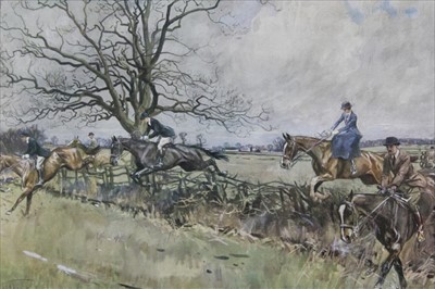 Lot 912 - Lionel Edwards (1878-1966) collection of fifteen coloured prints, the seven signed to include: Household Brigade Drag Hounds, The Linlithgow & Stirlingshire, The Bicester, The R. A. Drag and others...