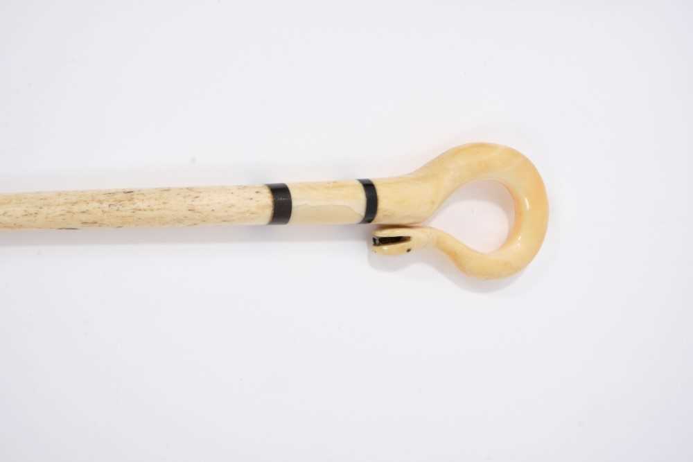 Lot 711 - 19th century ivory and narwhal walking stick