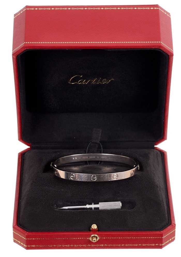 Lot 377 - Cartier 18ct white gold Love Bracelet