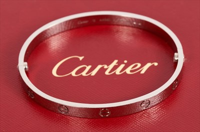 Lot 377 - Cartier 18ct white gold Love Bracelet