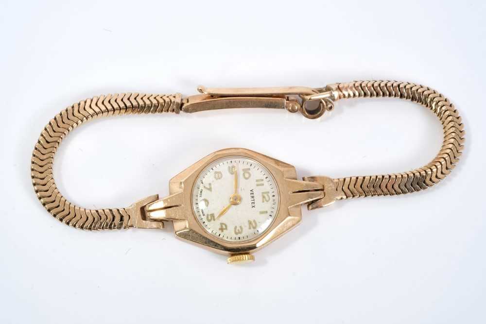 Lot 571 - 1950s ladies 9ct gold Vertex cocktail watch