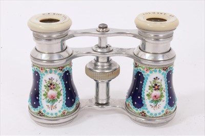 Lot 790 - Early 20th century French enamelled opera glasses