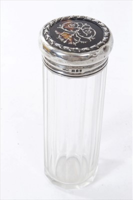Lot 330 - Victorian silver paper knife and George V silver and tortoiseshell mounted dressing table jar