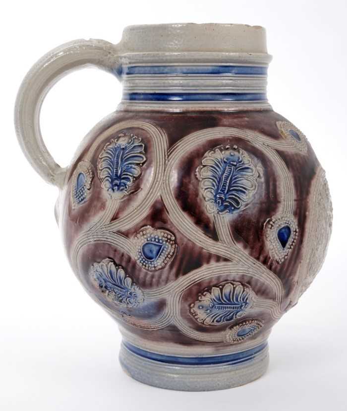 Lot 106 - Rare Westerwald stoneware Royal jug
